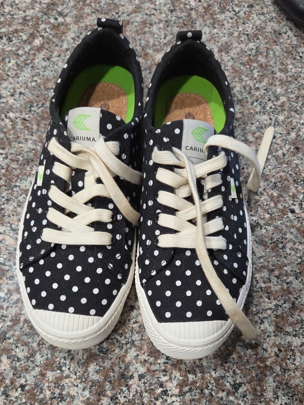 Cariuma Black Polka Dot Sneakers with White Laces